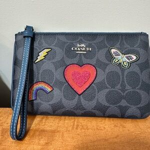 Coach Black Wristlet with Colorful Patches
